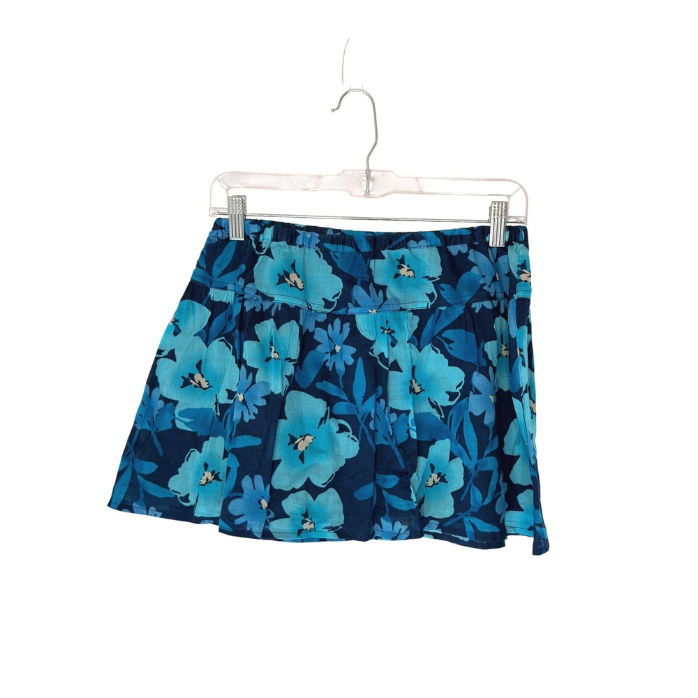 Aeropostale Micro Mini Skirt Blue Floral Pull On Stretch Cotton Casual‎ Small
